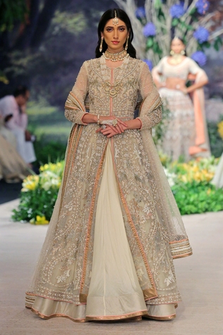 Reynu Taandon Embroidered Jacket & Chanderi Silk Lehenga Set