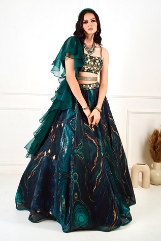 Rashika Sharma Meesha Marble Print Lehenga Set