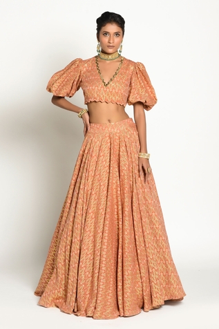 Rishi & Vibhuti Geometric Motif Skirt Set