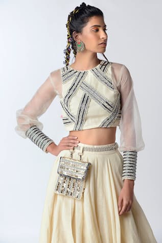 Rishi and Vibhuti Organic Cotton Embroidered Lehenga Set 