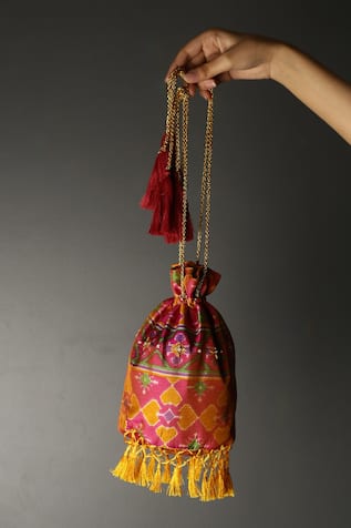 Banarasi Silk Embellished Potli Bag 