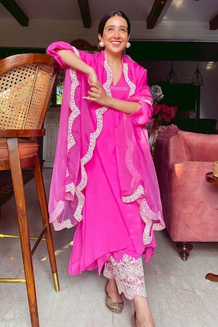 Sureena Chowdhri Asymmetric Kurta Palazzo Set