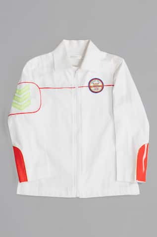 Jacket Style Cotton Satin Shirt 