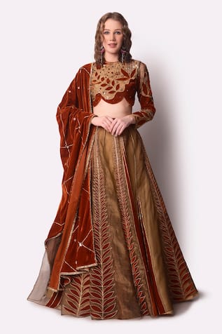 Leaf Embroidered Lehenga Set 