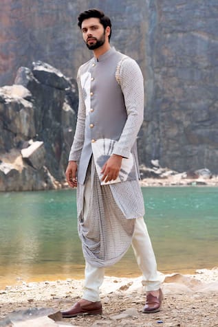 Bandhani Jacket Cowl Kurta Set 