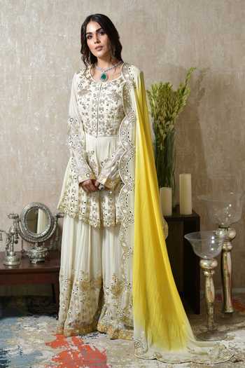SHIAN Embroidered Peplum Sharara Set 