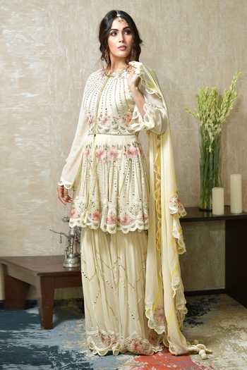 SHIAN Floral Embroidered Sharara Set 