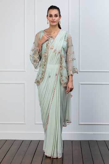 SHIAN Pre-Stitched Saree Set With Jacket 