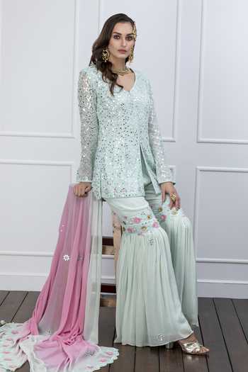 SHIAN Hand Embellished Kurta Gharara Set 