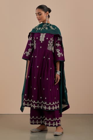 Flared Embroidered Kurta Set For Kids