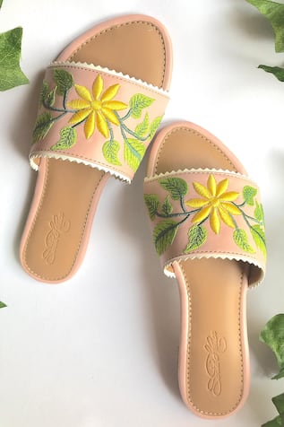 Floral Embroidered Sliders