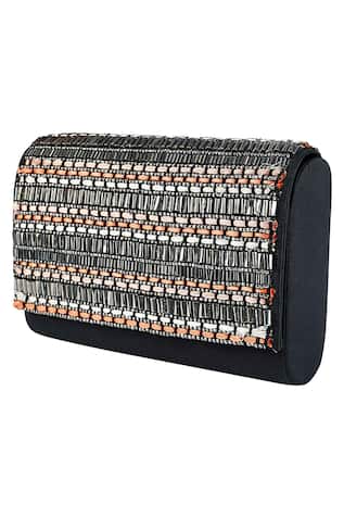 Embroidered Flap Clutch with Sling 