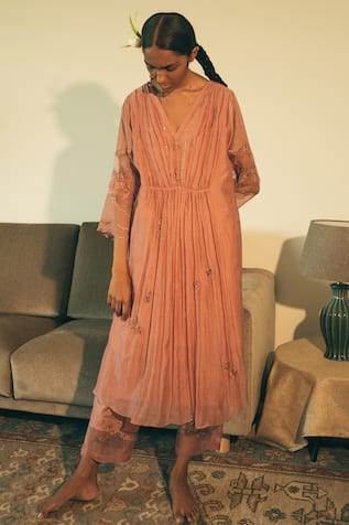 Hand Embroidered Kaftan & Pant Set 