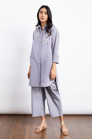 Shop Grey designer Shirts for Women Online | Aza Fashions