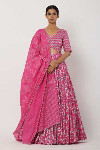 Seema Nanda Cotton Mul Printed Lehenga Set 