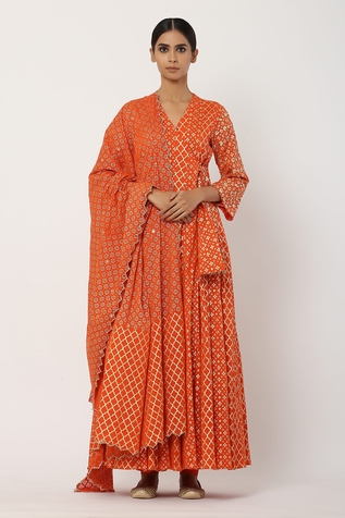 Seema Nanda Cotton Mul Angarkha Set