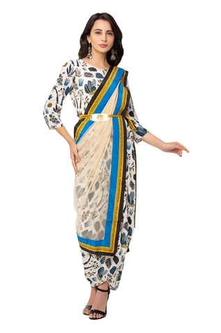 Soup by Sougat Paul Printed Draped Dress with Belt