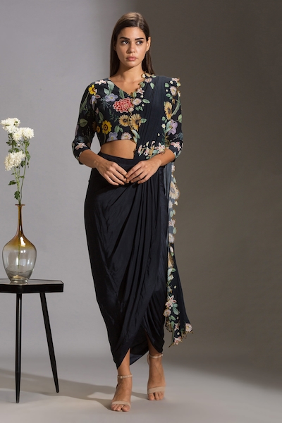 Soup by Sougat Paul Pre-Draped Saree with Printed Blouse
