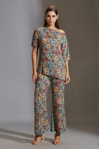 Sequin Embroidered Top & Pant Set 