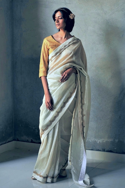 Shorshe Clothing Handwoven Tissue Saree