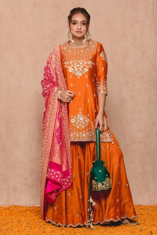 Surbhi shah Floral Gota Work Kurta Sharara Set