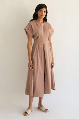 Cotton Satin Midi Dress 