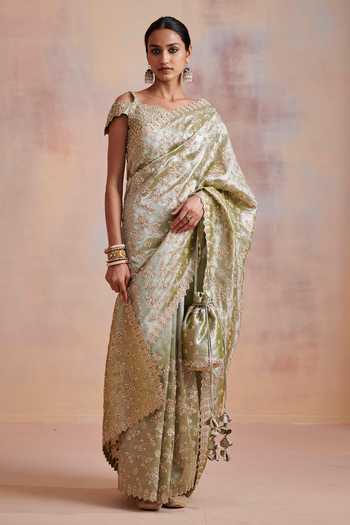 SUHINO Aari Work Saree With Blouse 