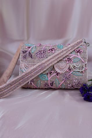 Embroidered Clutch with Sling 
