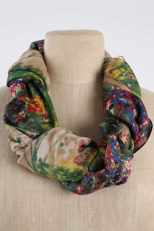 Silk Wool Cashmere Printed Scarf 