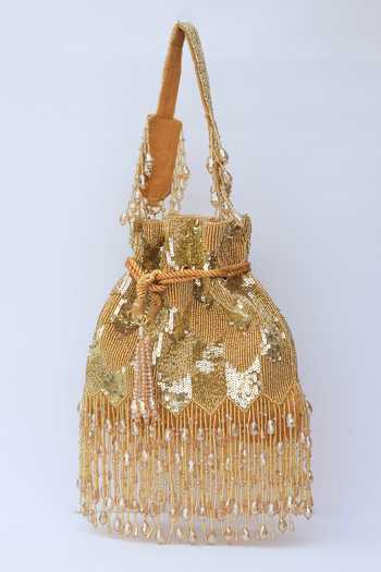 Eena Embroidered Fringe Potli Bag 