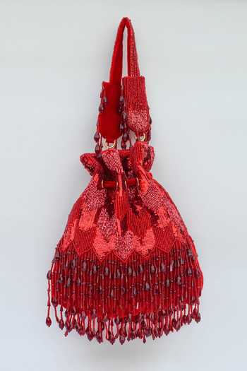 Eena Embroidered Beaded Fringe Potli Bag 