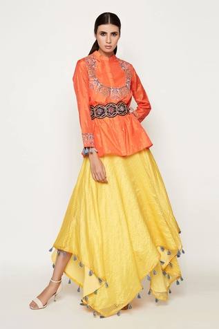 Swati Vijaivargie Embroidered Silk Jacket with Chanderi Tuni