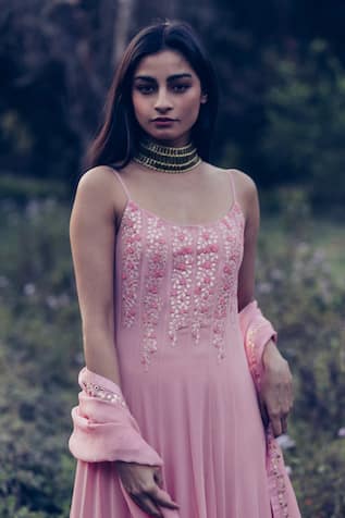 Madzin Embroidered Anarkali with Dupatta 