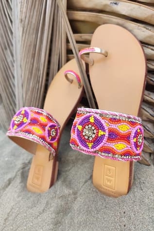 Bead Embroidered Sandals 