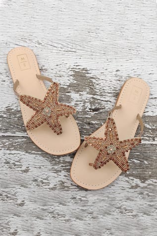 Bead Embroidered Starfish Sandals