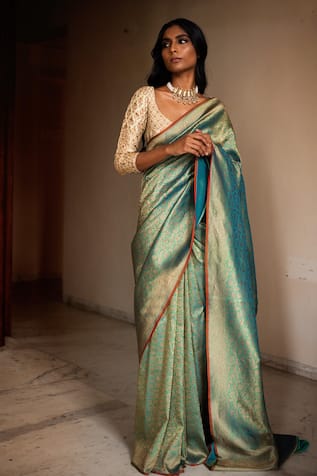 All Over Checks Design Banarasi Silk Saree – KALINDI