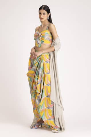 Jacket & Abstract Print Skirt Set 