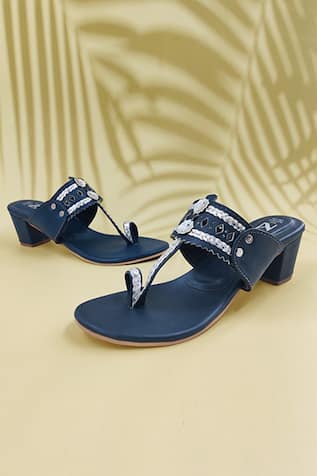 Cutwork Kolhapuri Block Heels 
