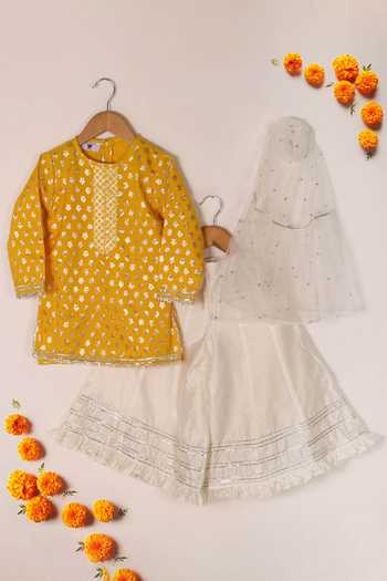 The Plum Bum Silk Chanderi Kurta Sharara Set 
