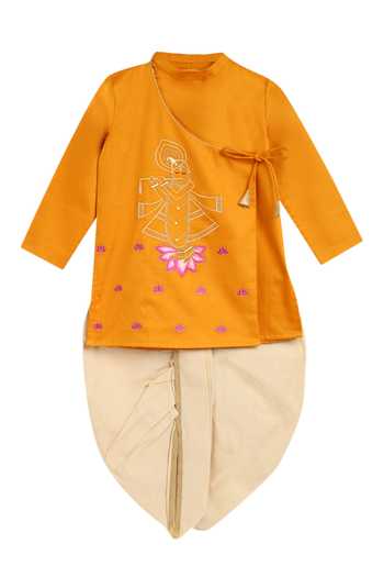 Tiber Taber Yellow Embroidered Kurta Set 