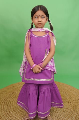 Gota Embroidered Kurta Sharara Set 