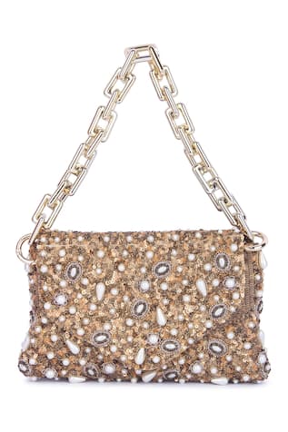 Embroidered Flap Clutch 