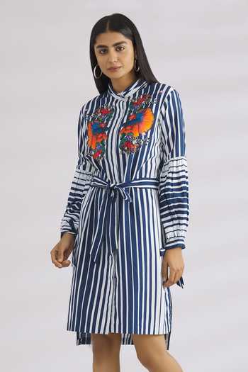 MR. Ajay Kumar  Striped Shirt Dress 