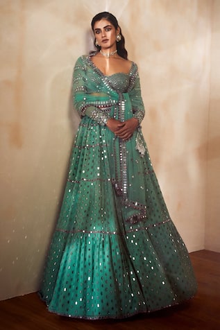Embellished Tiered Bridal Lehenga Set 