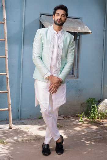 Varun Chakkilam Embroidered Jacket & Silk Kurta Set 