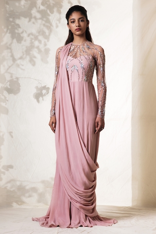 Vivek Patel Embroidered Saree Gown