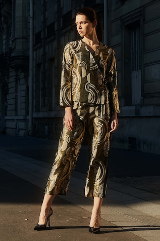 Dash and Dot Brocade Striped Pant