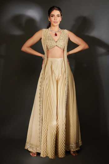 Reeti Arneja Muni Flower Embroidered Top Sharara Set 