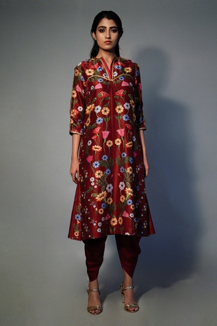 Saksham Neharicka Chanderi Printed Kurta & Dhoti Pant Set