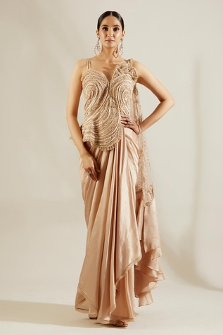 Adaara Couture Pre-Draped Dhoti Saree with Top